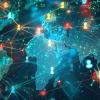 Social Media Day background featuring a vibrant digital network of interconnected people icons, colorful lines, and digital textures, set against a backdrop of a global map. AI generated 