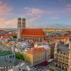 Munich skyline with Marienplatz town hall in Germany. Munich city downtown skyline with Marienplatz town hall in Germany 