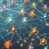 A network of colorful icons representing people connected 
