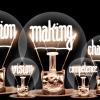 Light Bulbs with Decision Making Concept.