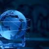 Glass globe in blue showing Africa 