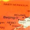 Closeup of Beijing, China on map