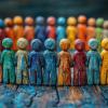 Wooden figures connected in a circle