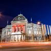 Volkstheater in Vienna Austria at night.