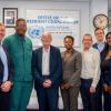 IIASA Director General Hans Joachim (John) Schellnhuber with the team at the office of the UN Resident Coordinator for Barbados and the Eastern Caribbean,