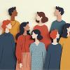 Illustrative representation of the diversity of different people colored silhouettes 