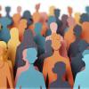 Illustrative representation of the diversity of different people colored silhouettes 