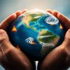 Protecting the Earth - International Day for Disaster Risk Reduction. A globe encircled by protective hands, with symbols of natural disasters like hurricanes, earthquakes, and fires, emphasizing the importance of disaster risk reduction and global safety.
