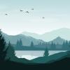 illustration of natural landscape with birds