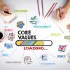 Core Values Concept. Chart with keywords and icons