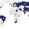worldmap marked with IIASA research locations